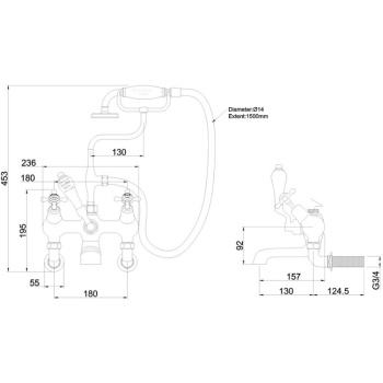 Burlington Claremont Angled Bath Shower Mixer Wall Mounted